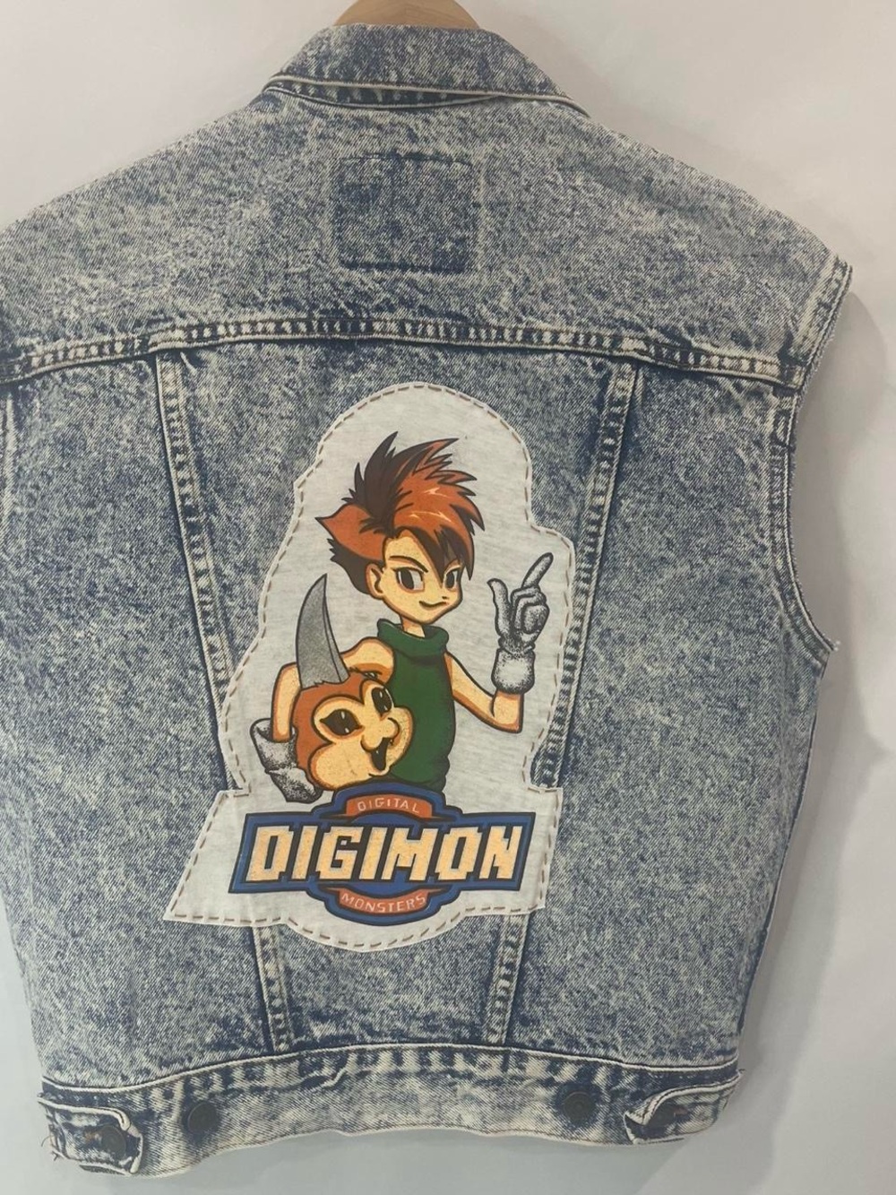 Digimon Acid Wash Denim Levis Vest With Digimon Patch